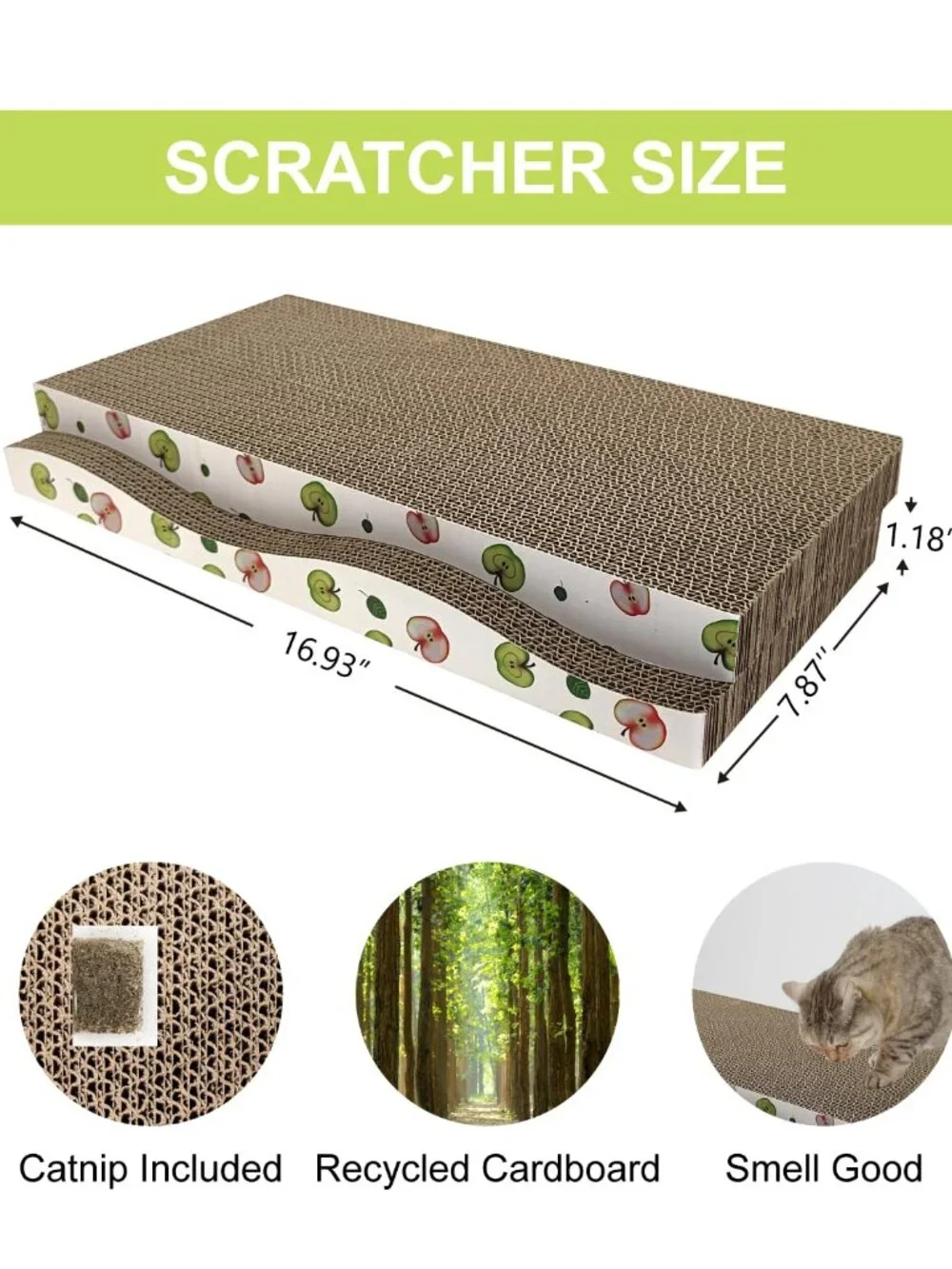 TIMHAKA Cat Scratching Board, Corrugate Cat Scratcher for Indoor Cats with Catni